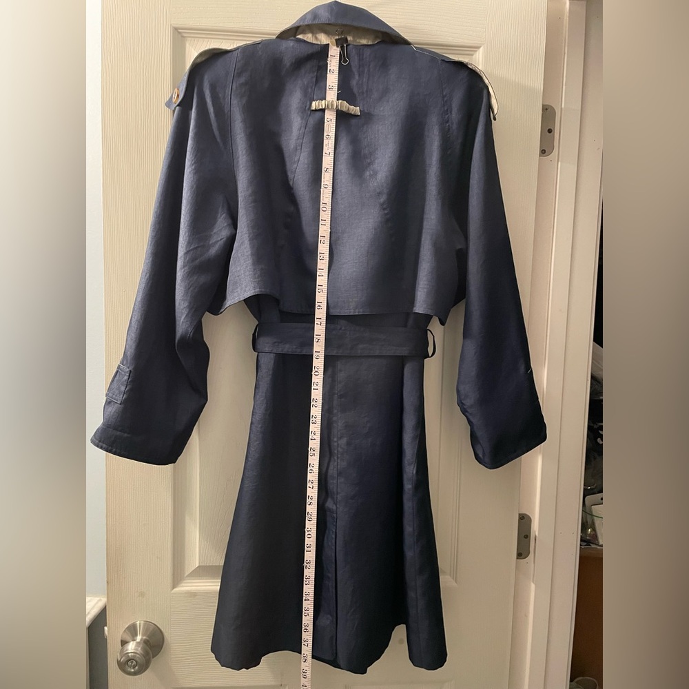 The Water’s Edge Navy Trench Coat with Belted Waist and A-line Silhouette - Picture 5 of 7